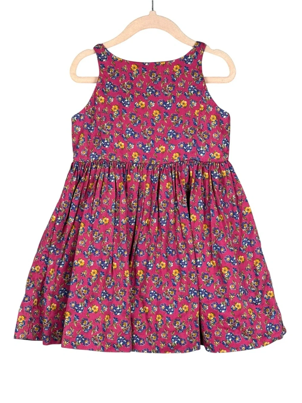 Ralph Lauren Girls Sz 3 Cotton Floral Print Sleeveless A Line Dress Pink  Multi